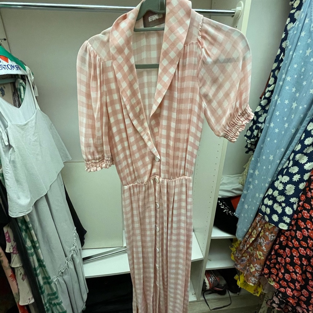 Long reformation checkered dress